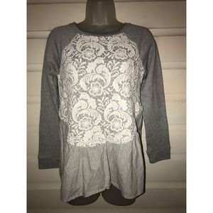 Anthropologie Sunday In Brooklyn Lace Front Long Sleeve Sweatshirt Size XS
